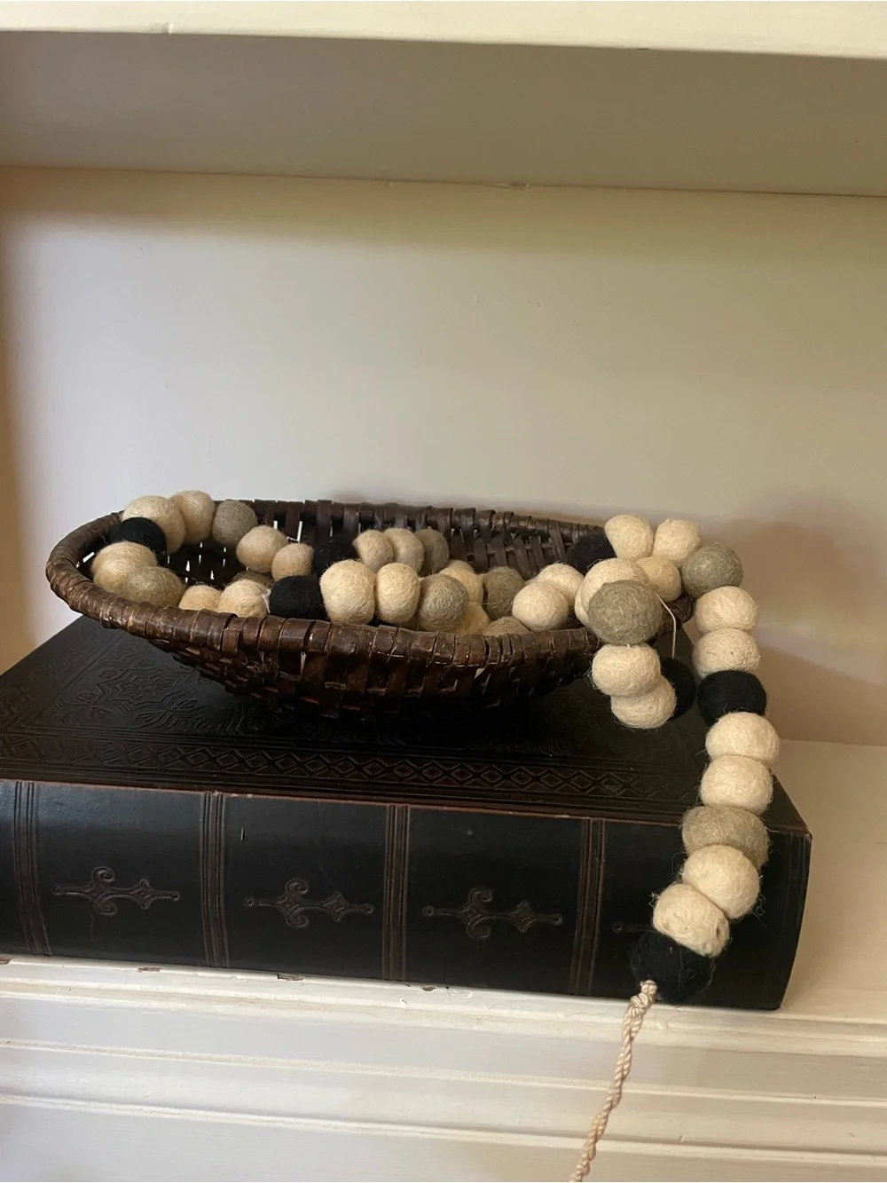 Wool Felt Black, White, Grey Pom Pom Garland